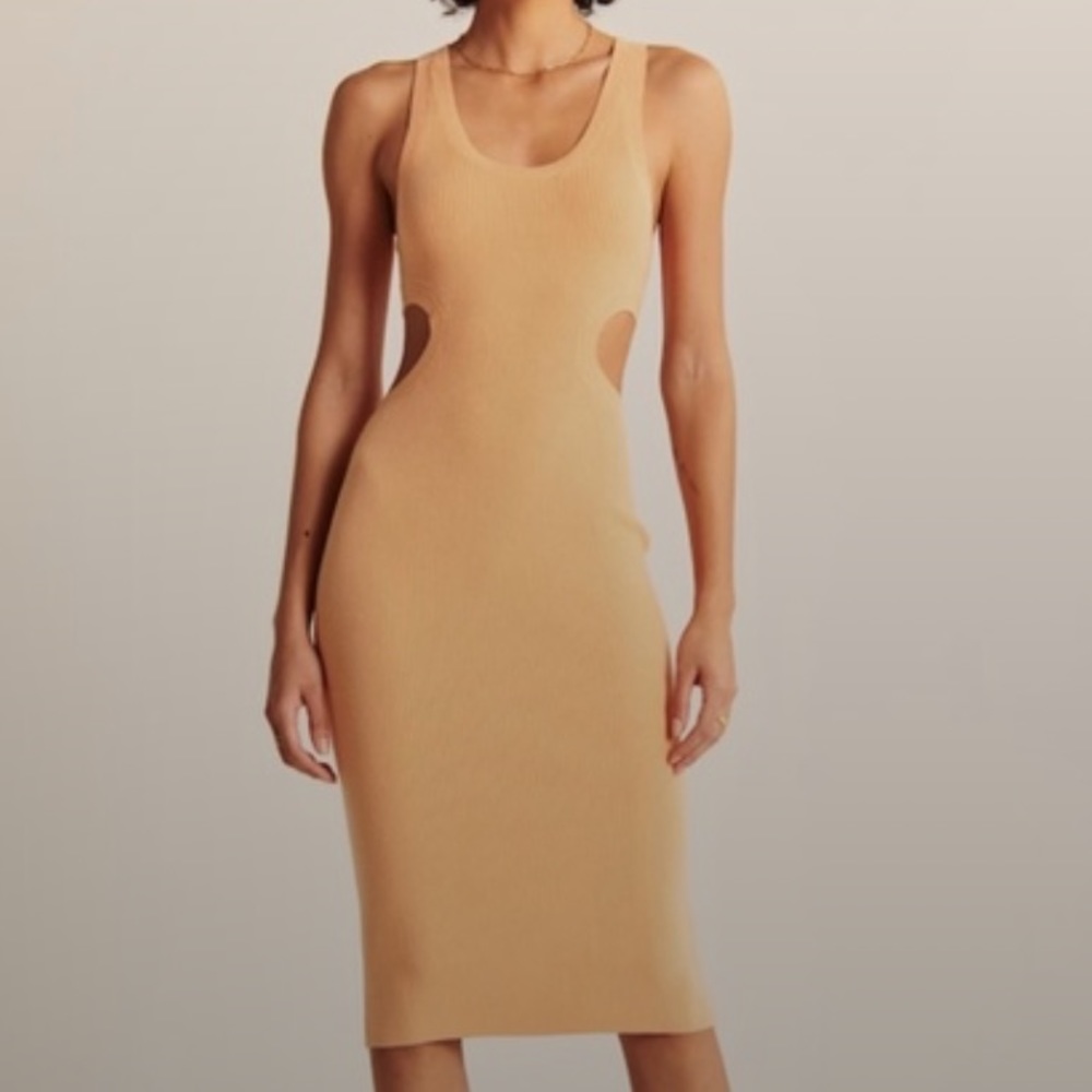 Abercrombie orange ribbed side cut out midi dress